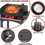 Charcoal BBQ Grill with 2 Side Tables, 343 Sq. In. Cooking Area, Smoker for Outdoor Backyard, Camping, Picnics, and Beach BBQs