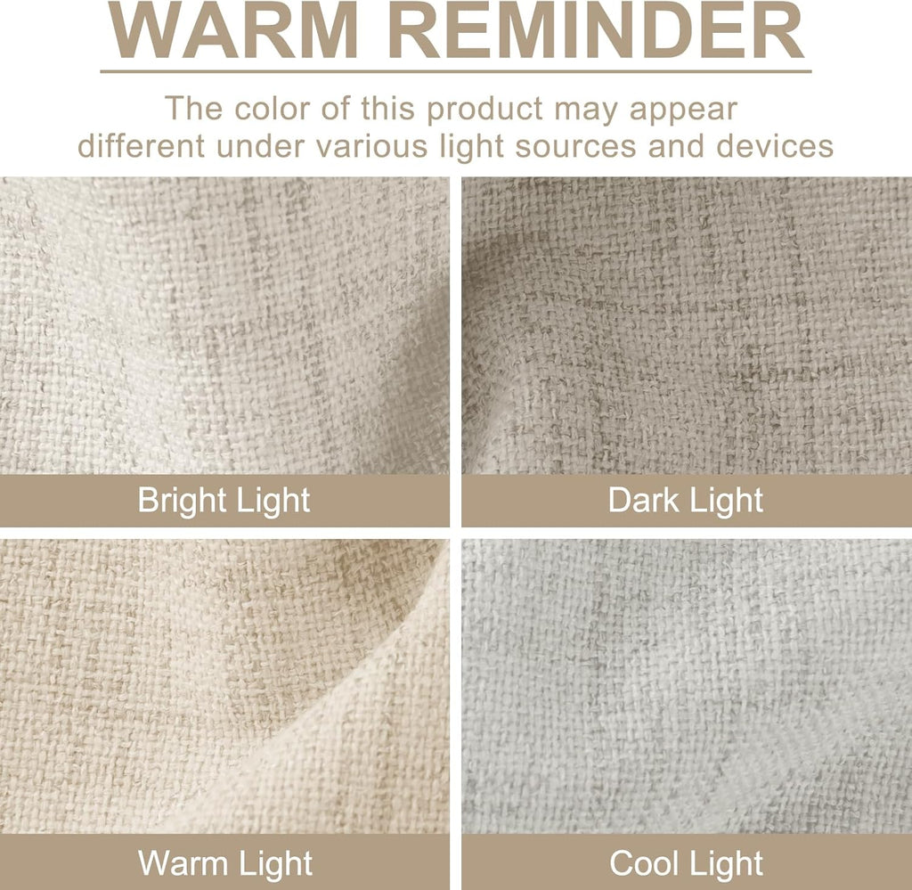 Linen Textured Total Blackout Curtains for Bedroom, Back Tab/Rod Pocket Living Room Drapes, Thermal