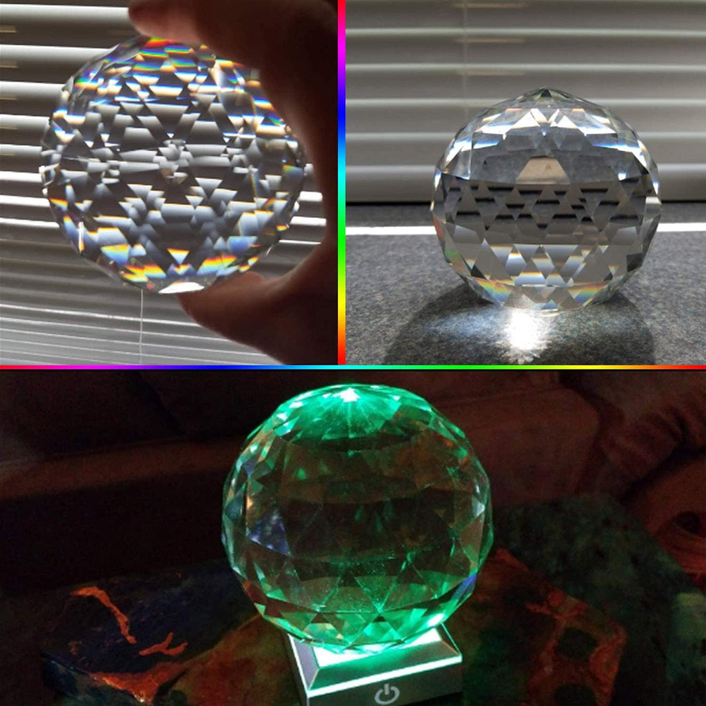 Clear Glass Crystal Ball Prism Suncatcher Rainbow Maker, Sphere Faceted Gazing Ball for Window, Feng Shui