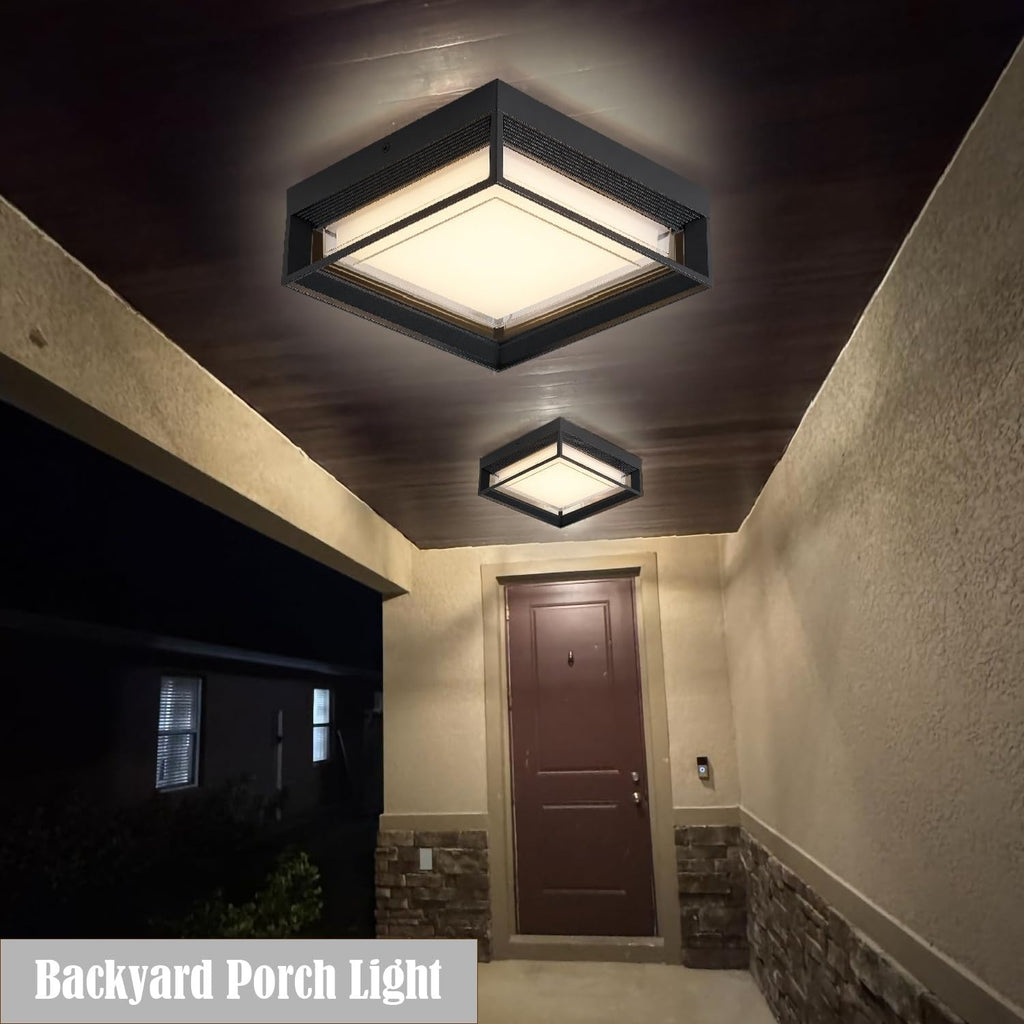 Outdoor Square Flush Mount LED Ceiling Light Fixture