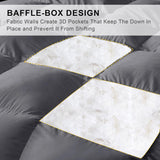 Luxury Goose Feather Down Fiber Comforter Queen, 300TC Grey Cotton Blended Duvet Insert
