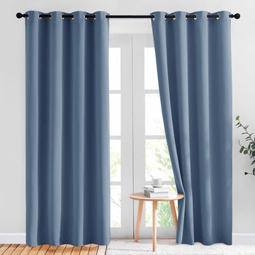 Stone Blue Blackout Curtains 84 Inches Long, W52xL84, 2 Panels