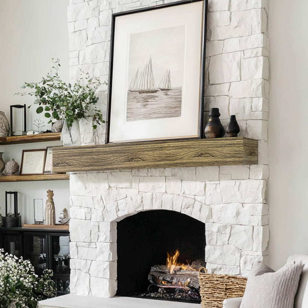 60" Fireplace Mantel Shelf Solid Wood Floating Wall Mantel, Brown