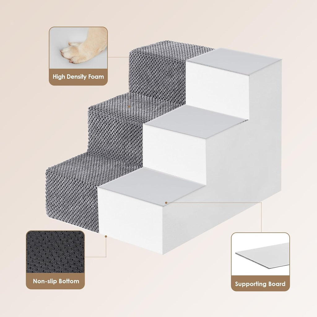 Dog Stairs for Small Dogs 13.5" H, 3-Step Dog Steps for Couch Sofa and Chair, Pet Steps for Medium Cats