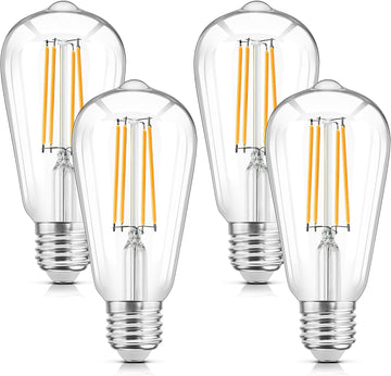 LED Filament Light Bulbs, Bright Vintage 6W LED Edison Bulbs, St58 2700K Warm Light Bulbs with CRI 85+, E26 Standard (Pack Of 4)