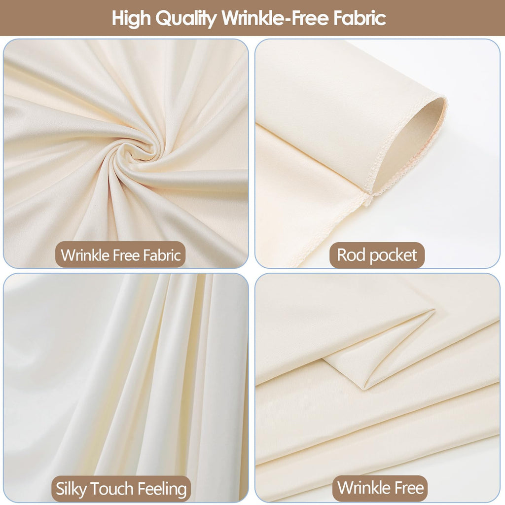 10x10ft Wrinkle Free Ivory Backdrop Curtain for Parties Soft Fabric Drapes Wedding Ivory Curtain Backdrop for