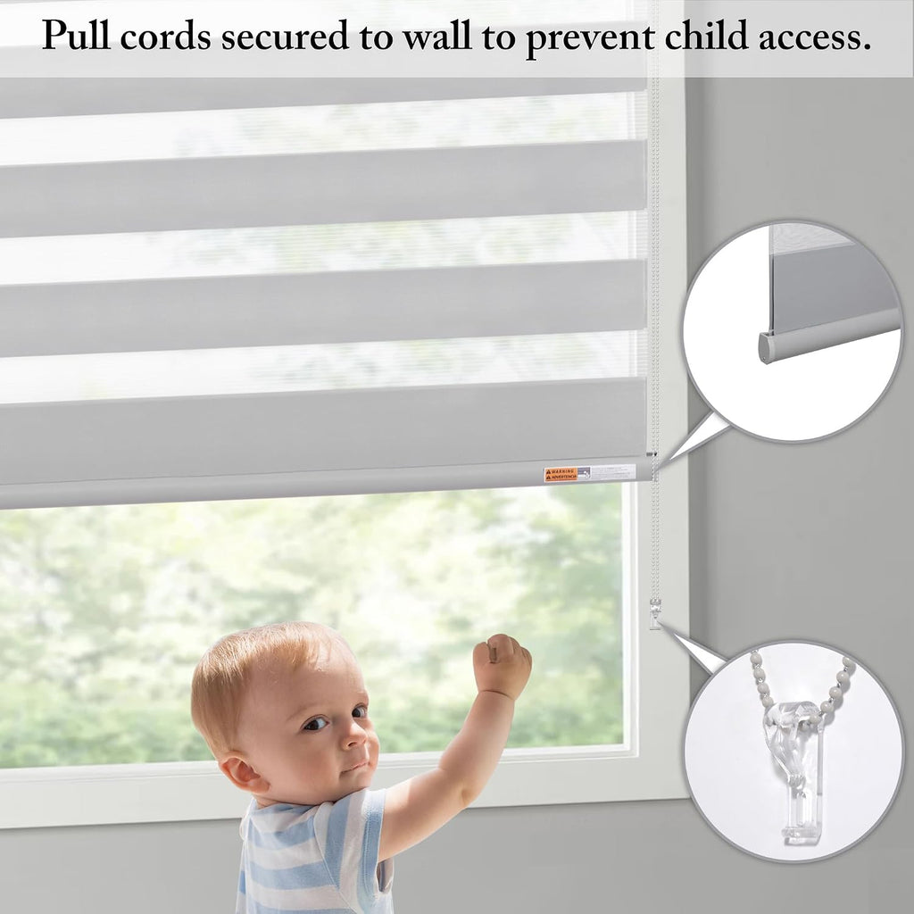 Corded Zebra Blinds for Windows Blackout Dual Layer Privacy Shades for Indoor Windows Light Control for Day and Night