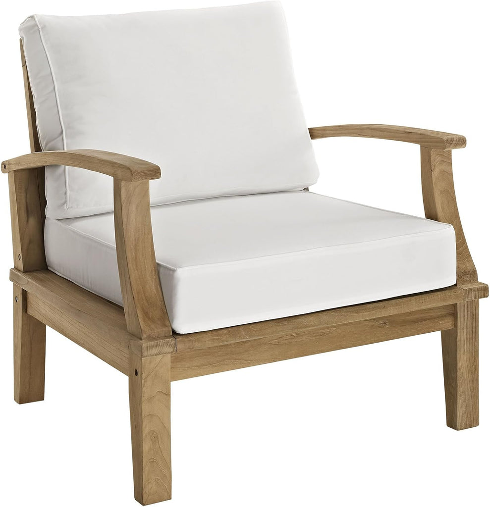 Marina Premium Grade A Teak Wood 5-Piece Outdoor Patio Furniture Set in Natural White