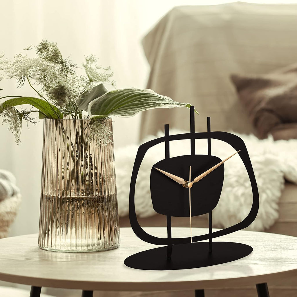 Table Clock Office, Bedside, Kitchen | Silent Running Night Shelf Analog Desk Clock with 8 x 9 inch Size | Decorative