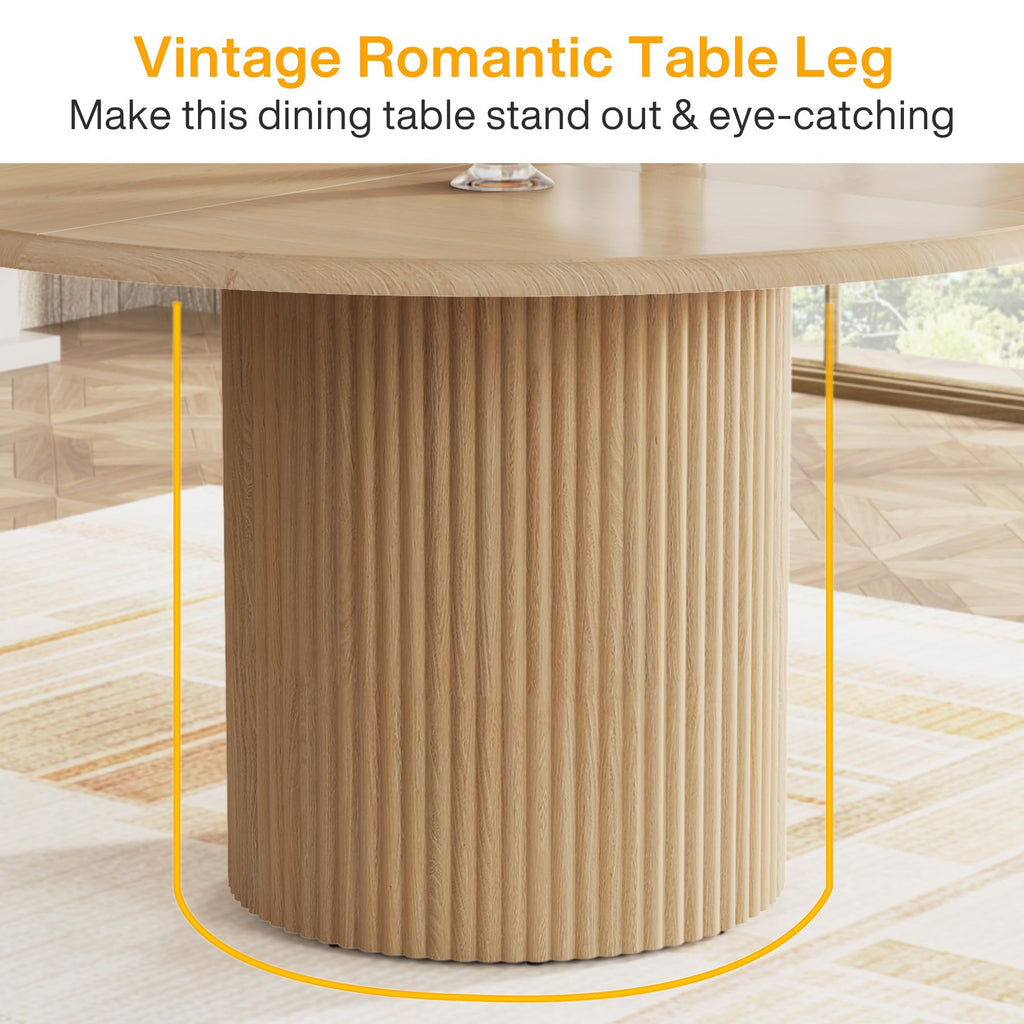 47" Round Dining Table for 4, Farmhouse Kitchen Table with Metal Base, Modern Small Dinner Table (Chairs Not Included)