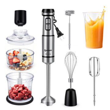 Immersion Hand Blender Set, 1200W 20-Speed Stainless Steel Stick Blender with 7 Accessories, 500ml & 200ml Chopper