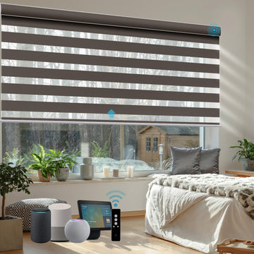 Motorized Zebra Shades 100% Blackout 95mm Chloris Royal Brown