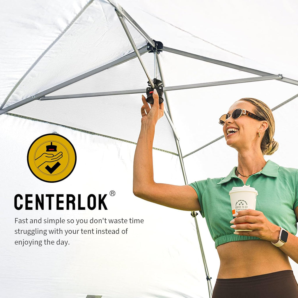 10X10 Commercial Instant Pop Up Canopy, White | 300D Silver-Coated Fabric, CenterLok One Push Tent, STO-N-Go Bag