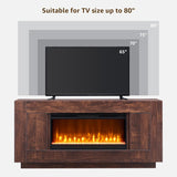 70 Inch Modern Fireplace TV Stand with 36 Inch Electric Fireplace, Entertainment Center for TVs up to 80 Inches, Media Console with Side Cabinets, Dark Walnut
