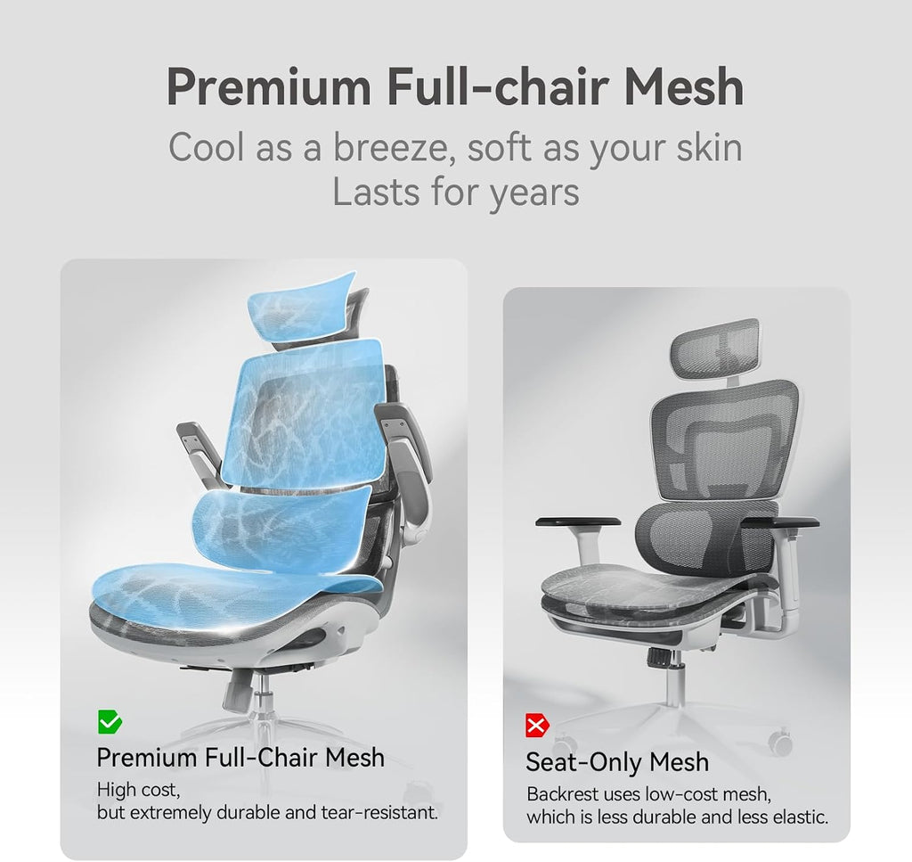 Ergonomic, Desk Chair with 3D Flip-up Armrests, Computer Chair with Dual Back Design and Adaptive Dynamic