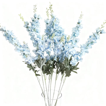 8PCS Artificial Flowers Larkspur Bulk Silk Flowers 33.5 in Long Stem Fake Flowers Garden Wedding Floral Arrangements