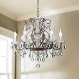 6-Light Crystal Chandelier - Farmhouse Rustic Pendant Light Fixture for Bedroom, Dining Room, Living Room - H23 x W24, Chain Adjustable A109-B07DPKL8JB