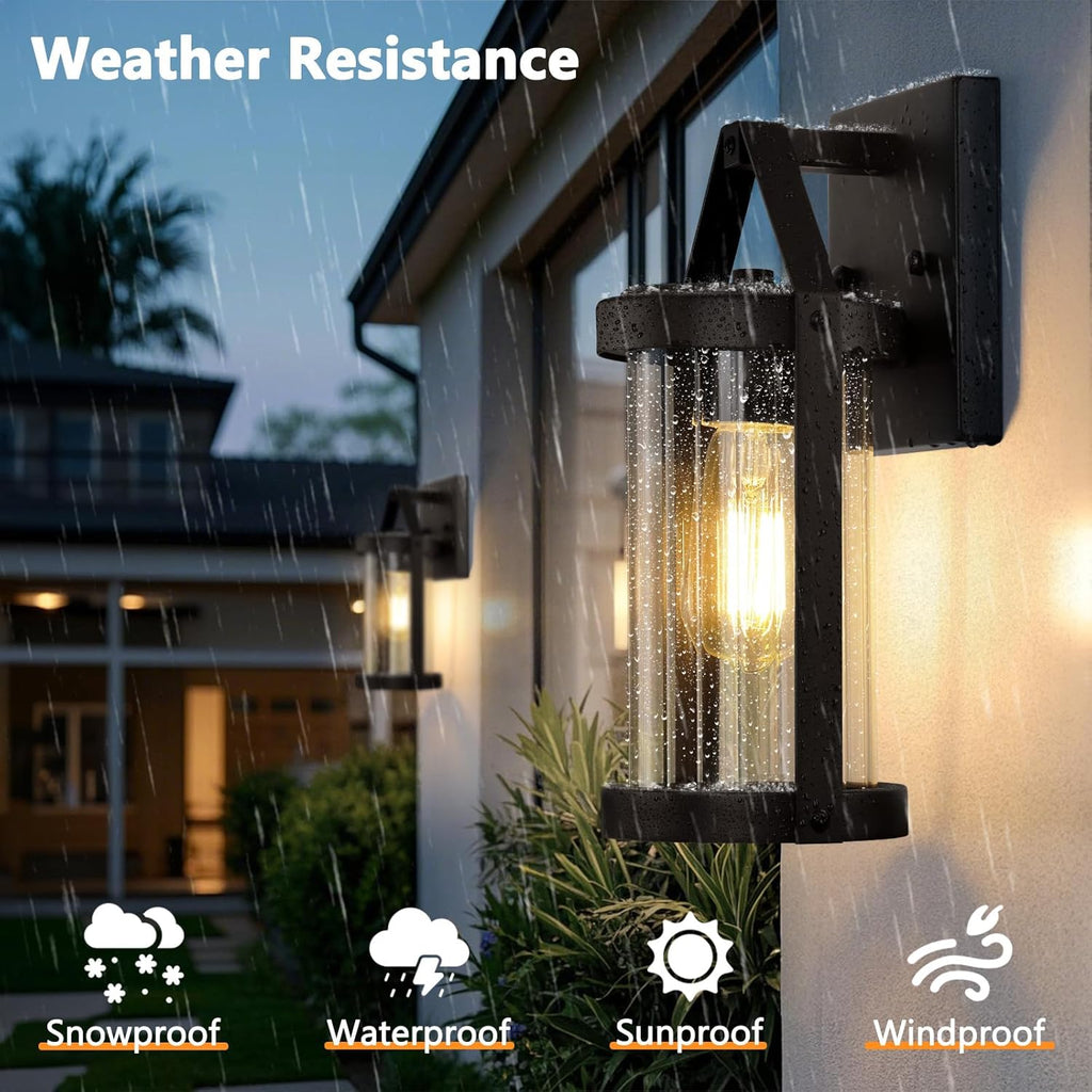 Outdoor Wall Light Fixtures, Waterproof Matte Black Exterior Wall Lantern Sconce Porch Lights