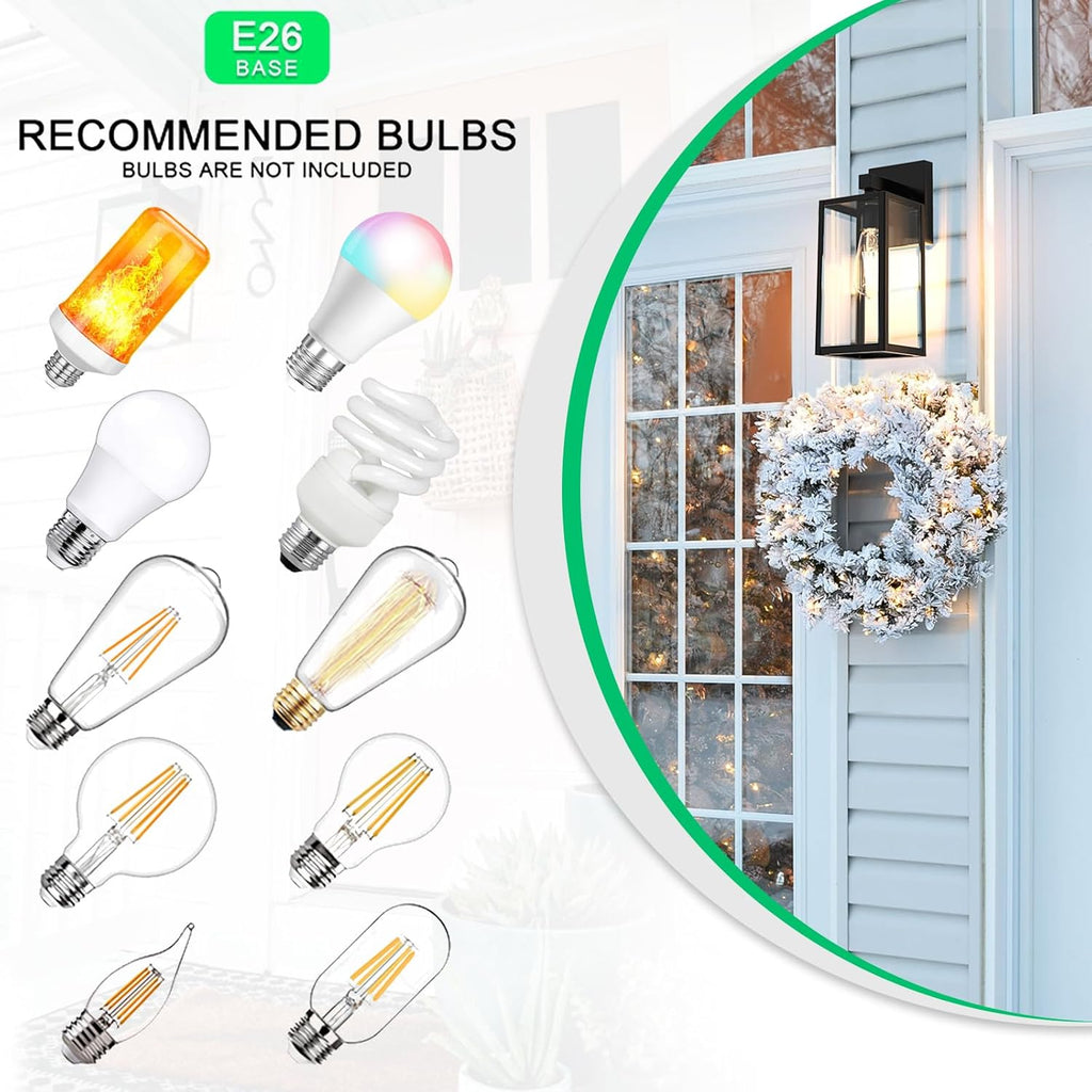 Outdoor Wall Lantern, Exterior Waterproof Wall Sconce Light Fixture, Black Anti-Rust Mount Light with Clear Glass