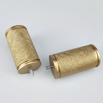 Decorative Curtain Rod Finials, Polyresin Gold Knurled Design Finials, Set of 2, Compatible with 1 inch Diameter