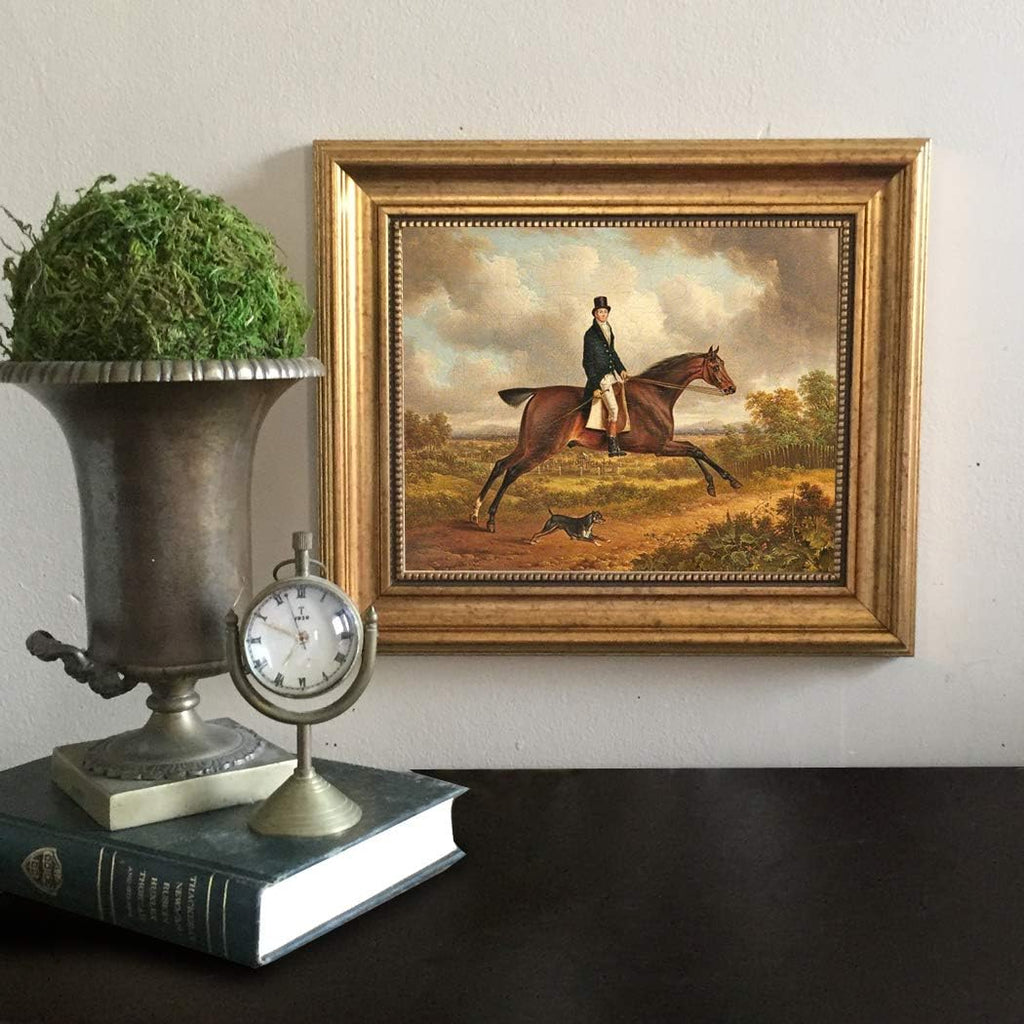 Charles Towne Down the Path 8 x 10" Oil Painting Print on Canvas Gold Frame Home Wall Art Décor Equestrian Horse
