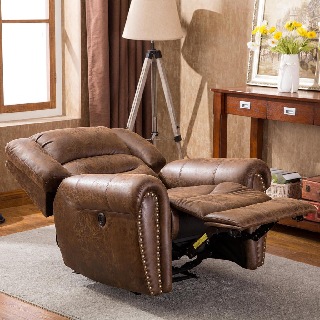 Power Recliner Chair,Faux Leather Electric Recliner Chair with Padded Arms and Adjustable Backrest,Single Sofa with