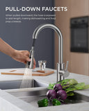 Kitchen Faucets with Pull Down Sprayer, Brushed Nickel