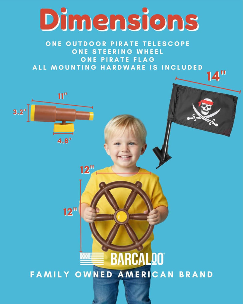 Pirate Playground Bundle - Telescope, Wheel & Flags, Jungle Gym