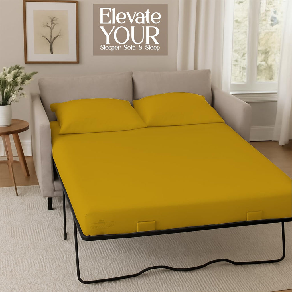 Gold Solid Full Sleeper Sofa Bed Sheets 100% Egyptian Cotton 600 TC