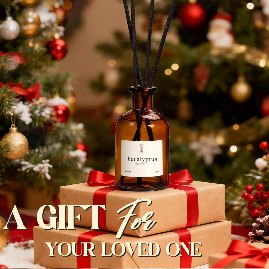 Balsam Cedar Reed Diffuser Set - Includes Reed Diffuser Sticks, 2 Pack Fragrance Oil and Glass Bottle, Reed Diffusers