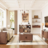 44" Sideboard Buffet Cabinet with Outlet & 2 Open Storage Spaces