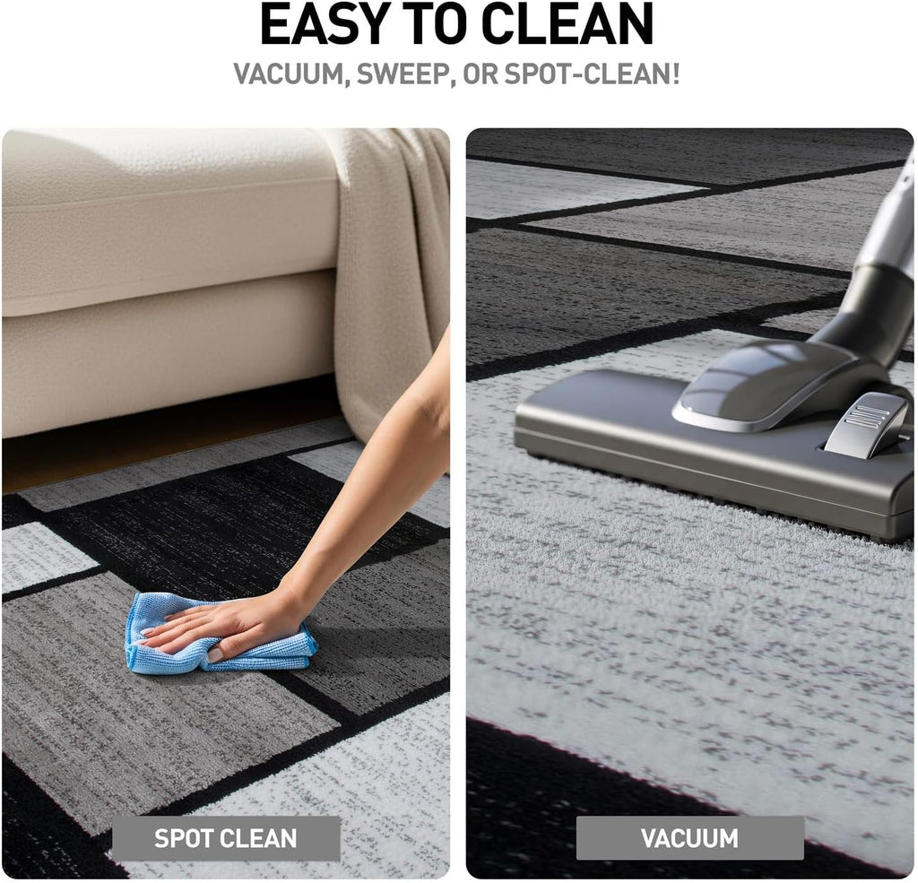 Modern Geometric Gray Area Rug, Fade-Resistant for Large , or Open Space, 10' x 14'