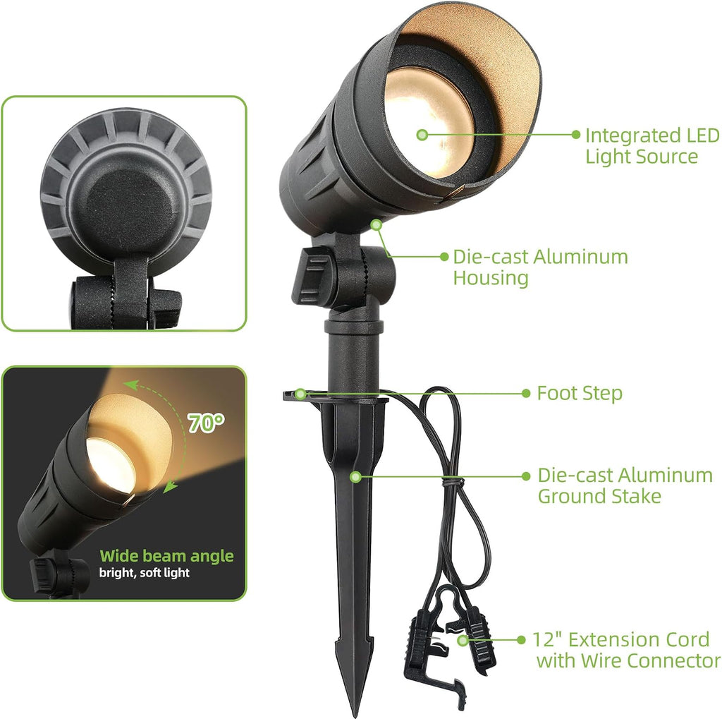 Low Voltage LED Landscape Spotlights, Aluminum Spot Lights Outdoor | Waterproof Outdoor Spot Lights, 12-15V 7.5W