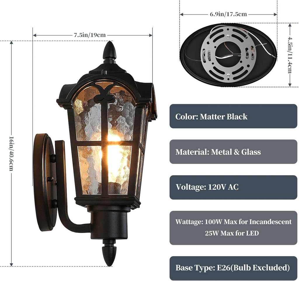 Outdoor Wall Light Fixtures Wall Mounted, Exterior Waterproof Porch Lights Wall Lanterns