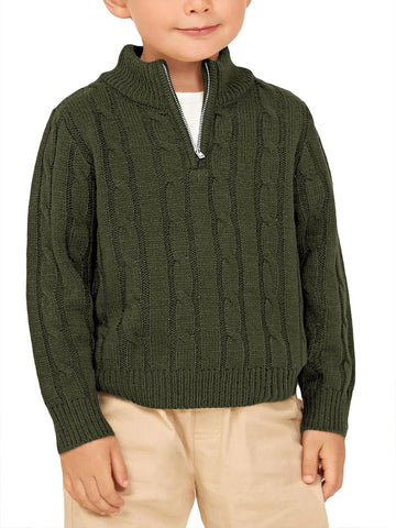 Toddler Boys Sweater Baby Twisted Cable Knit 1/4 Zip Sweaters