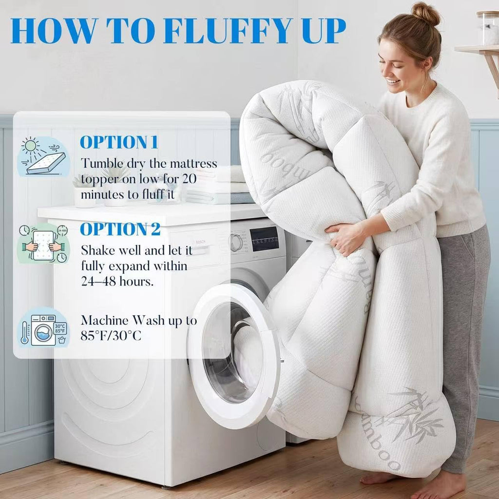 100% Waterproof King Size Mattress Topper, Viscose Made from Bamboo Pillow Top Mattress Protector for Back Pain