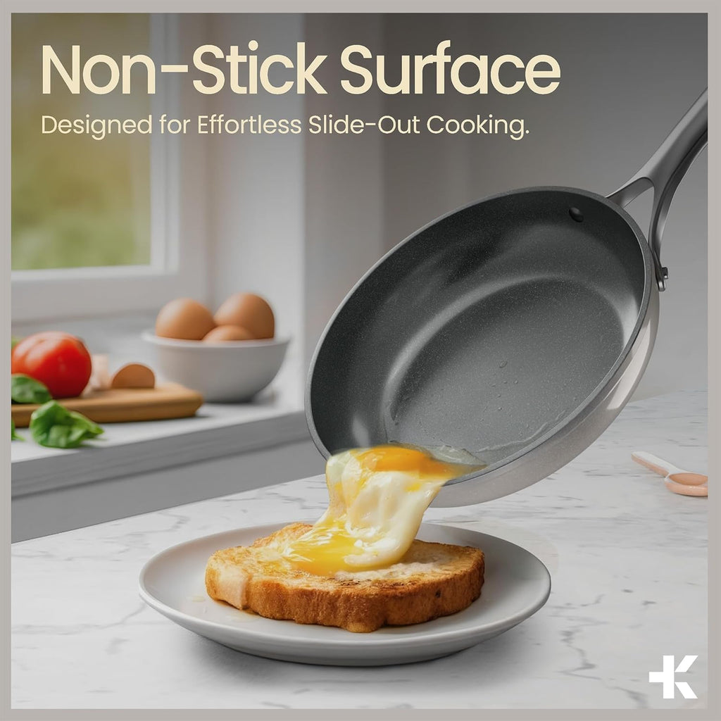 12-Piece Ceramic Cookware Set, Nonstick Pots and Pans Set, Non-Toxic PTFE & PFAS-Free Cookware with Silicone