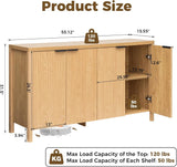 55'' Sideboard Buffet Cabinet with Storage Fluted Sideboard Buffet with Adjustable Shelves Coffee Bar Console Table