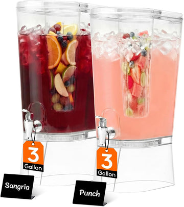 Gal Drink Dispenser with Fruit Infuser & Leak-Proof Spigot - Set of 2