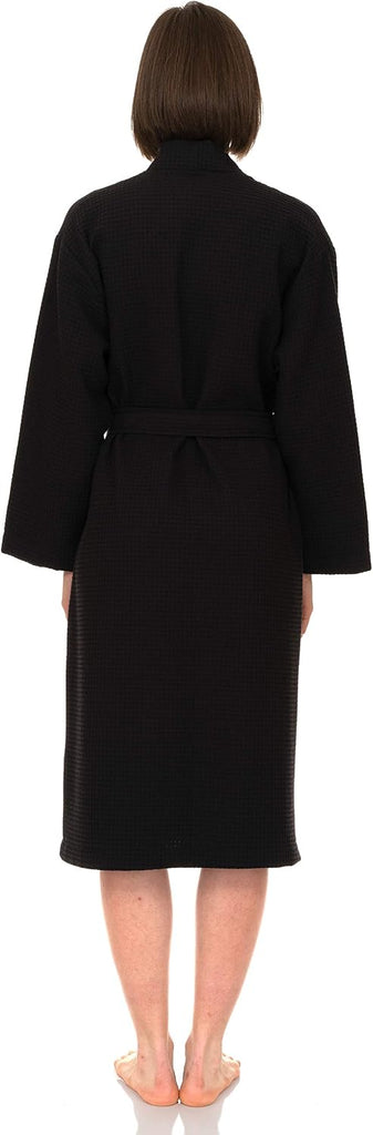 Women's Waffle Bathrobe 100% Cotton Soft Kimono Spa Bath Robe