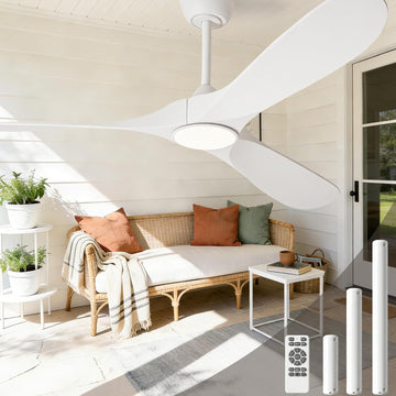 72 inch White Ceiling Fan with Light and Remote