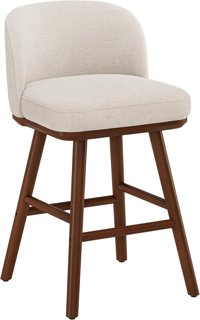Counter Height Bar Stools Set of 3, Upholstered Barstools with Wooden Legs and Backs, 19.7" W & 27.6" H Counter
