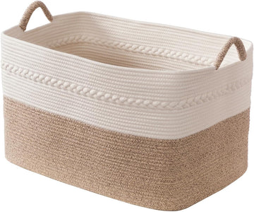 Extra large laundry basket woven from natural cotton rope with handles storage blankets for living rome big