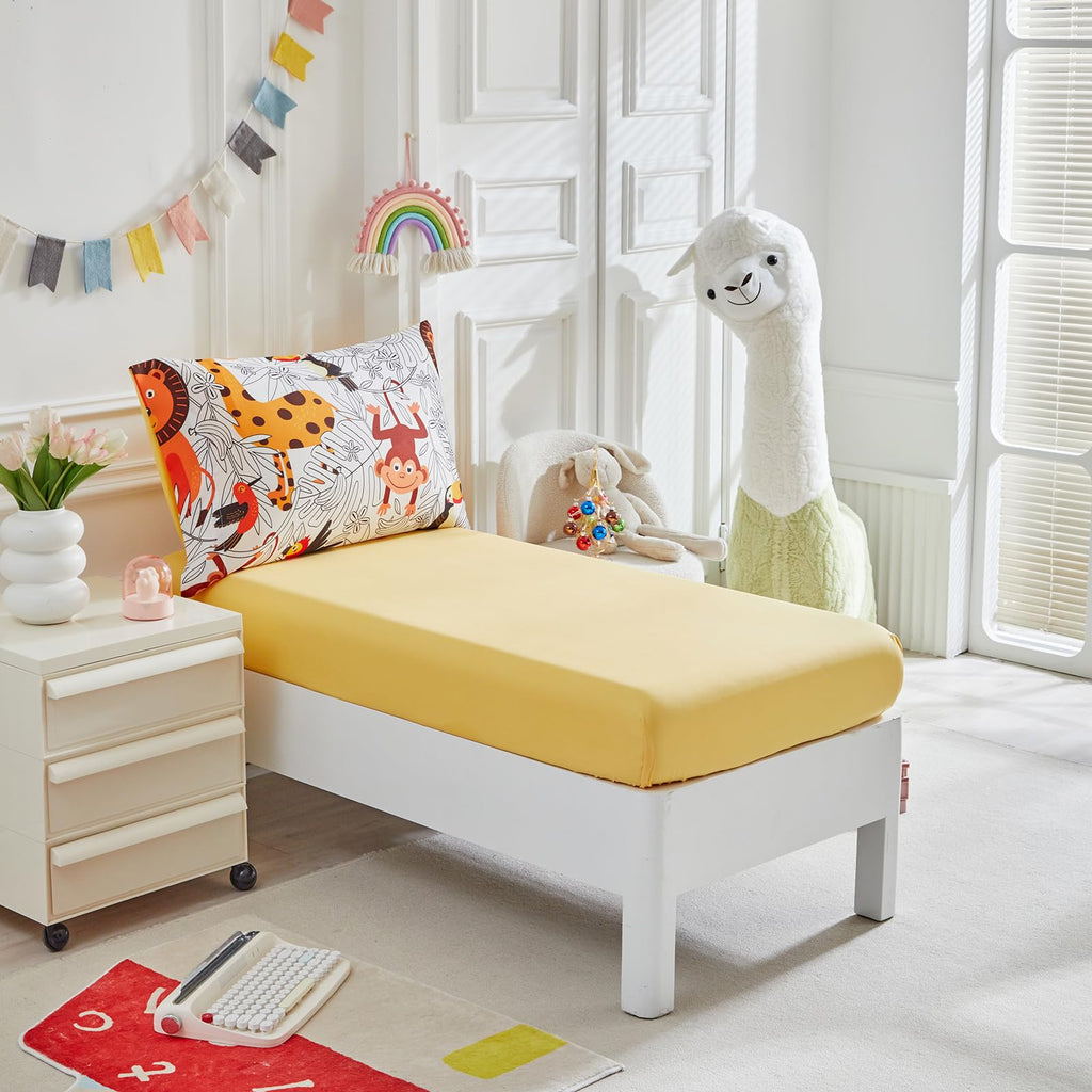 Kids Comforter Sheet Set - Soft and Breathable Bed Set Includes Quilted Comforter, Fitted Sheet, Flat Top Sheet