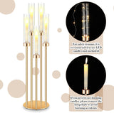 4 Pcs Acrylic Candelabra Centerpieces 35" Tall Clear Candle Holders Pillar Taper Candlestick with Lampshades 5 Arm