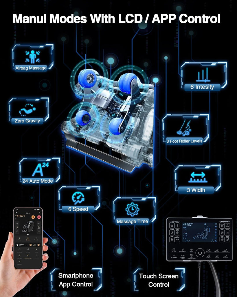 2026 4D Massage Chair Full Body, 24 Modes Zero Gravity SL-Track Shiatsu Recliner- AI APP Control Airbag Massage with