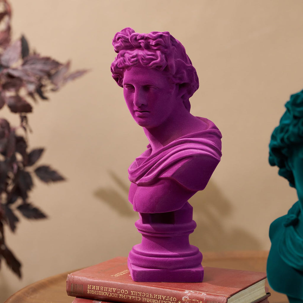 11.5" Apollo Bust Statue with Soft Flocked Finish