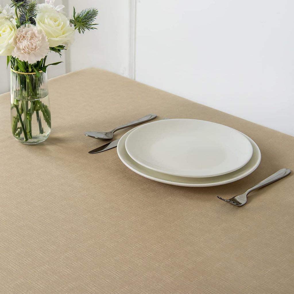 Faux Linen Texture Tablecloth Stain Resistant Waterproof, Wrinkle Resistant Washable Table Cloth, Fabric Table Cover