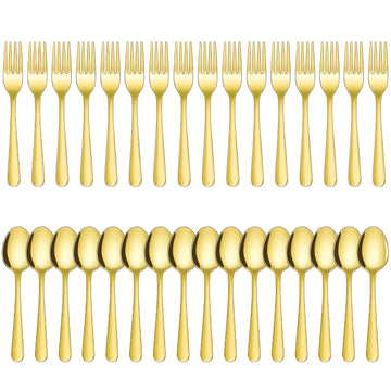 32-Piece Forks and Spoons Set, Premium Stainless Steel Silverware, Mirror Polished & Dishwasher Safe, Food Grade