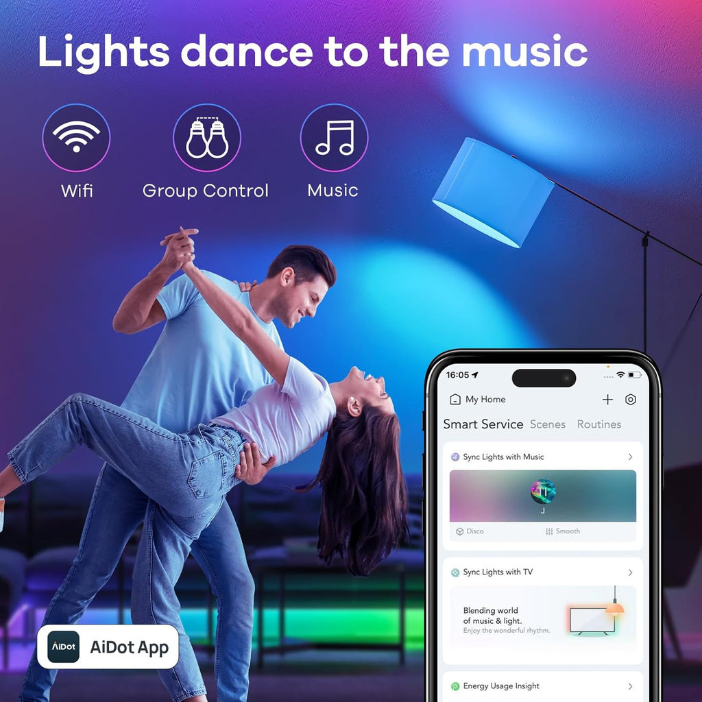 Matter Smart Light Bulb, Smart Bulbs Work with Apple Home, Siri, Alexa, Google, SmartThings, , LED RGBTW Color